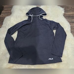 Fila Black Hooded Pullover with Contrast Trim Size Medium